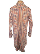 Abito nuovo Domenico Vacca cotone a righe arancione marrone midi maglia bottoni righe 4/42