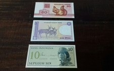 Lotto tre banconote del mondo