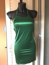Abito corto raso verde - raso,