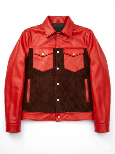 Giacca biker uomo pelle - , rossa
