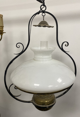 French opaline brass hanging - opaline,