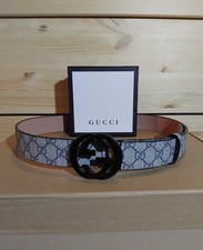 Gucci GG Monogram Supreme cintura in pelle marrone blu taglia 38/95 ottime condizioni