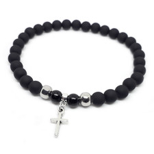 Bracciale con croce perle nero