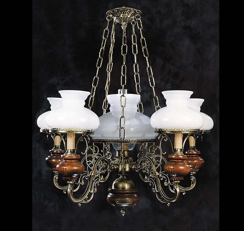 Lampadario ottone legno - in,