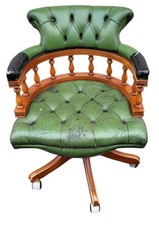 Sedia scrivania capitani pelle vintage verde stile Chesterfield leggi bene 