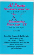 Calendarietto - al ponte - paninoteca - valvasone - anno 1999