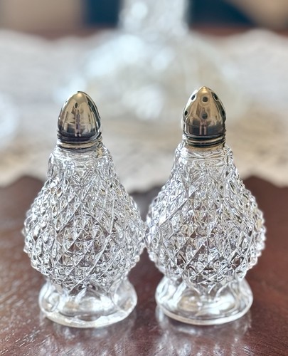 Vintage crystal glass salt - glass,