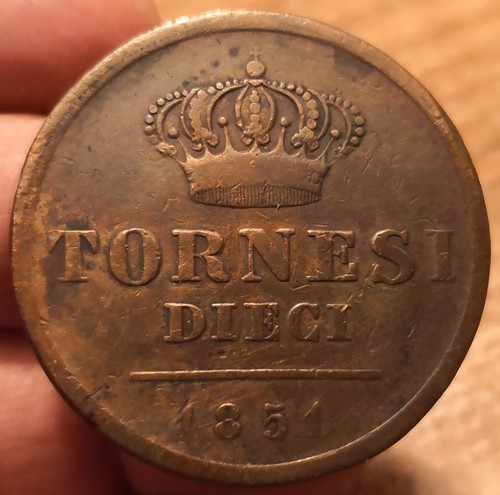 Moneta tornesi 1851 regno - 10, 1851,