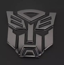 Adesivo distintivo emblema metallo nero 3D Transformers Autobots Optimus Prime