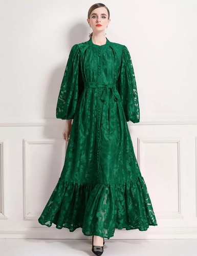 Abito lungo verde scuro - abito,