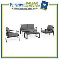 SET SALOTTO GIARDINO ESTERNO HILDE ANTRACITE BIZZOTTO IN ALLUMINIO 0664002 4 PZ