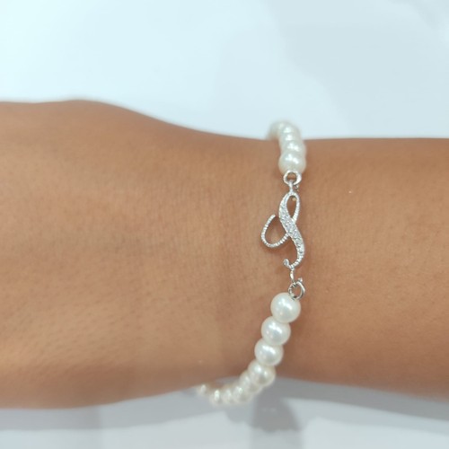 Bracciale perle 4mm - di, lettera