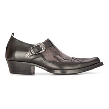 Uomo Pelle Western Scarpe Nere