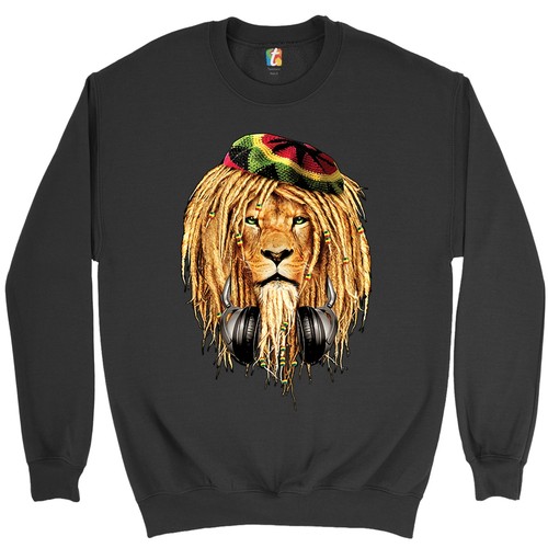 Felpa rasta lion con cuffie - felpa,