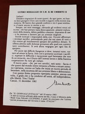 cartolina viaggiata nel 1990 ULTIMO MESSAGGIO DI S.M. IL RE UMBERTO II -Lucifero