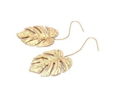 Orecchini pendenti lunghi oro grandi foglia di monstera, palma stile Zara regali natale