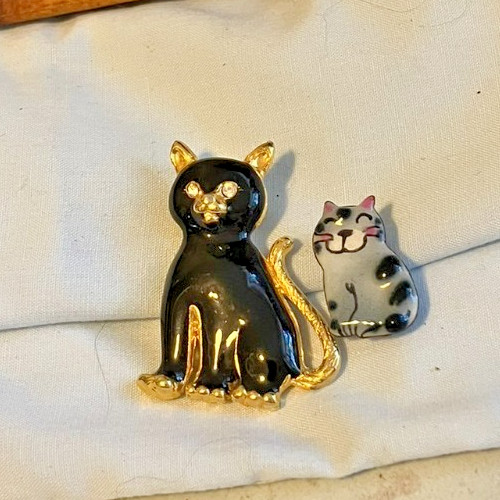 Spilla vintage gatto - , smalto