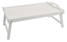 Vassoio da Letto Pieghevole Shabby - Legno - Bianco - 50 cm x 30 cm x 5,5/22 cm
