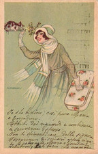 au684 cartolina donnina donna