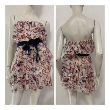 DENNY ROSE Vestito abito bianco fantasia rossa blu Tg IT 42