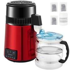Distillatore d'Acqua 4L Tempo Temp Regolabile Rosso Acciaio Inox 304 1L/H