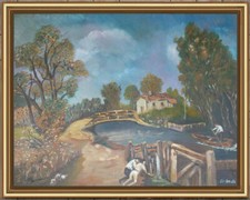 ARTE NAIF SCENA SU FIUME