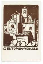 Vercelli - Enzo Gazzone - San Cristoforo - Linoleografia - fp nv