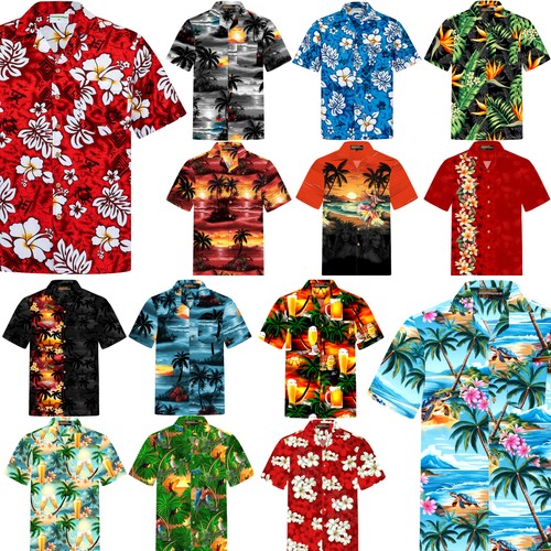 Camicia uomo hawaiana 100 - hawaiana, /