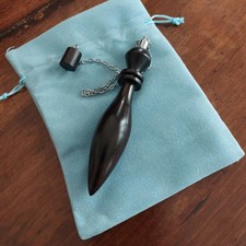 Pendolo Wadj egizio per radiestesia e divinazione realizzato a mano in ebano ind