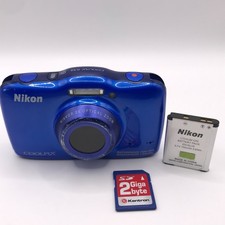 NIKON Coolpix S32 13MP Blue Underwater Digital Camera Battery SD Card