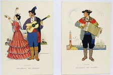 DUE CARTOLINE REPUBBLICA DEI RAGAZZI - RITMI E SUONI - ITALIA SPAGNA.