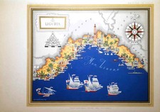 LIGURIA Carta geografica geopittorica del 1956 Giovanni de Agostini