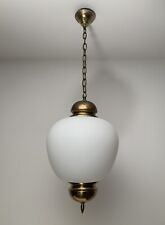 Lampada a Sospensione Anni 60 Ottone e Vetro Satinato Made In Italy