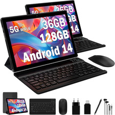 Tablet 10"Android 14, 36GB RAM+128GB ROM, 5G WiFi 6/2.0Ghz,Custodia Tastiera ecc