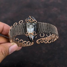 Regalo Per Lei Orthoceras Filo Fossile Avvolto Bracciale Regolabile Rame Gioielli
