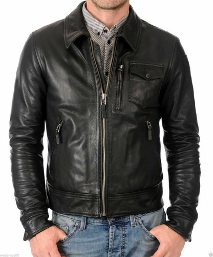 Giacca uomo vera pelle nera - giacca,