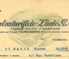 Fattura int. CALZATURIFICIO "LARIO" G. SAIBENE Cirimido, Staz. Lomazzo, 1936
