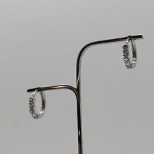 ORECCHINI A CERCHIO IN ORO BIANCO 750 18KT CON ZIRCONI 1,75 GRAMMI (7550)