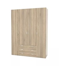 ARMADIO 4 ANTE BATTENTI "SPACE" CON 3 CASSETTI EFFETTO QUERCIA 154X49,5X200,4...