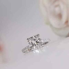 Anello Certificato 2,5ct Naturale VS1/Diamante Bianco Argento Sterling 925 Gioielli Donna