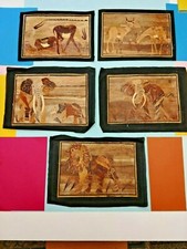 Collez. di 5 Quadri Etnici d'Arte e Artigian AFRICANI, in lamell, INCORNICIABILI