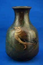 BRUNO BARATTI PESARO Vaso  ceramica maiolica futurista bassorilievo uccello 1900