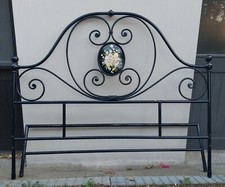 letto matrimoniale ferro battuto blu, usato come nuovo