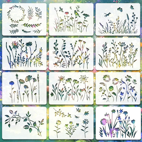 Pezzi stencil fiori - 12,