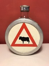 BOTTIGLIA PUBBLICITARIA FIAT AUTO VETRO E ALLUMINIO VINTAGE LIQUORE GRAPPA OLIO