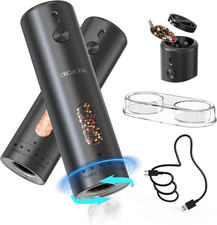 Set Macina Sale E Pepe Elettrici Ricaricabili Macinaspezie Con Base, Contenitore