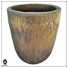 Vaso alto rotondo per esterno o interno in ceramica colore bronzo terracotta