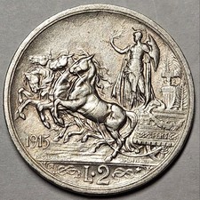 Italy, 2 Lire, 1915R, Extra