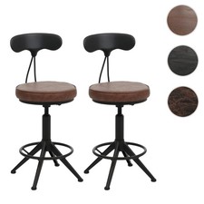 Set 2 sgabelli bar HWC-O84 sedia bar industriale altezza regolabile ecopelle metallo
