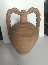 Vecchia anfora giara in terra cotta con manico a torciglione altezza cm 32